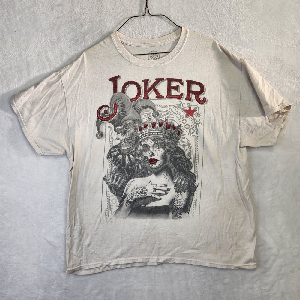 Joker Day of the Dead Sugar Skull Graphic T Shirt Mens XL‎ White Cotton